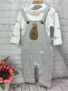 NWT Rabbit + Bear Waffle-Knit Overalls elephant one-piece Set infant 6-9M